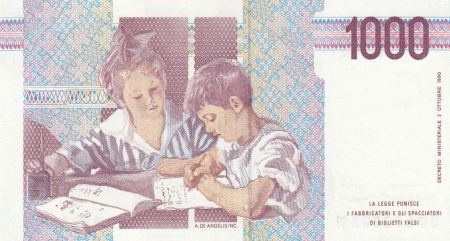 Italie 1000 Lire - 03-10-1990 - M. Montessori, Enfants à l\'école - Série variées