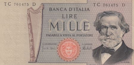 Italie 1000 Lire - 05-08-1975 - G. Verdi - Série TC
