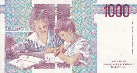Italie 1000 Lire - M. Montessori - Étudiants - 1990 - Série MC - P.114