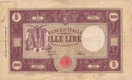 Italie 1000 Lire - Ornement - 1944 - Série R 27 - TB - P.72a