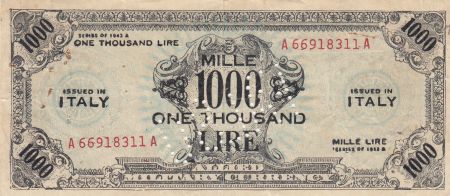 Italie 1000 Lire 1943 - Gris - FAUX, perforé et tamponné FALSO