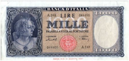 Italie 1000 Lire 1949 - Italie ornée de perles