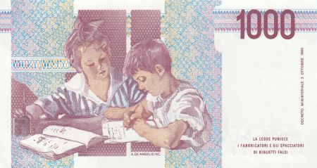 Italie 1000 Lire 1990 - M. Montessori - Ecoliers