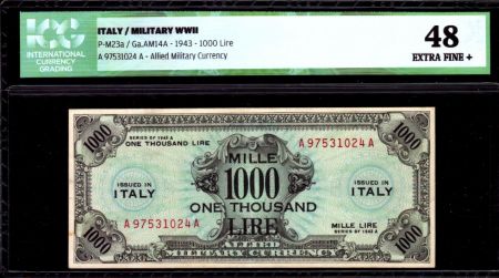 Italie 1000 Lire Bleu et noir - 1943 A - ICG EF+ 48