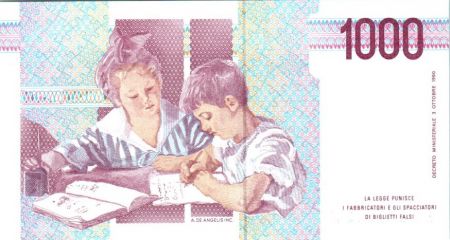 Italie 1000 Lire M. Montessori - Étudiants - 1990