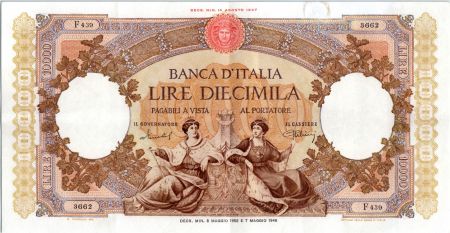 Italie 10000 Lire Venise et Gênes assises - 1952