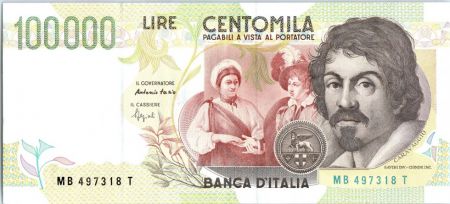 Italie 100000 Lire Caravaggio - Fruits - 1994