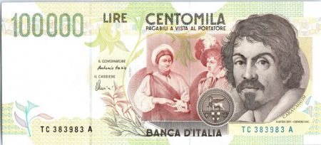 Italie 100000 Lire Caravaggio - Fruits - 1994