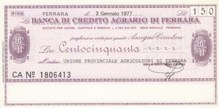 Italie 150 Banca di Credito Agrario Di Ferrara - Rose - 1977 - Neuf