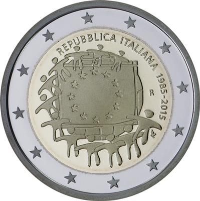 Italie 2 Euros Commémo. BE ITALIE 2015 - 30 ans du drapeau européen