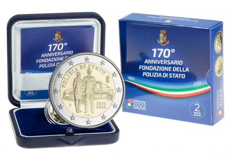 Italie 2 Euros Commémo. BE ITALIE 2022 - Police Nationale italienne