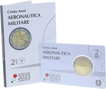 Italie 2 Euros Commémo. BU ITALIE 2023 - 100 ans de l\'armée de l\'air Italienne