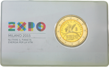 Italie 2 Euros Commémo. Coincard BU ITALIE 2015 - Exposition Universelle de Milan