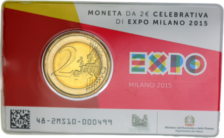 Italie 2 Euros Commémo. Coincard BU ITALIE 2015 - Exposition Universelle de Milan