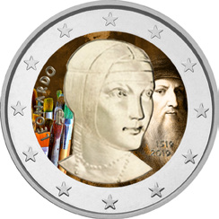 Italie 2 Euros Commémo. COULEUR ITALIE 2019 - 500 ans Mort de Léonard de Vinci