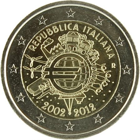 Italie 2 Euros Commémo. ITALIE 2012 - 10 ans de l\'Euro