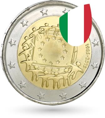 Italie 2 Euros Commémo. ITALIE 2015 - 30 ans du drapeau européen