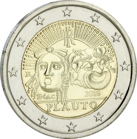 Italie 2 Euros Commémo. ITALIE 2016 - Plaute