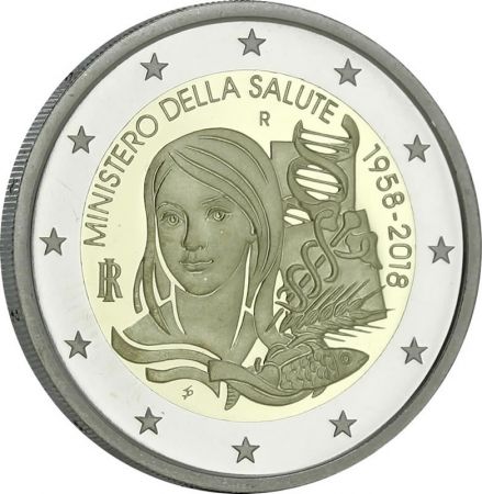 Italie 2 Euros Commémo. ITALIE 2018 UNC - 60 ans du ministère de la Santé