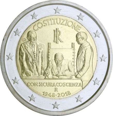 Italie 2 Euros Commémo. ITALIE 2018 UNC - 70 ans Constitution Italienne