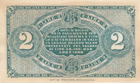 Italie 2 Lira, Jaune et vert - Série B - 1870