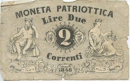 Italie 2 Lire 1848 - Neptune, Justice - Monetta patriotica