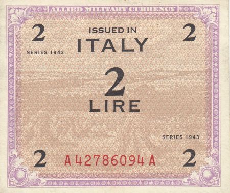 Italie 2 Lire 1943 - Violet et marron - Série A42786094A