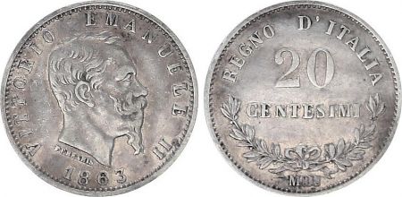 Italie 20 Centesimi Victor Emmanuel II - 1863 M BN