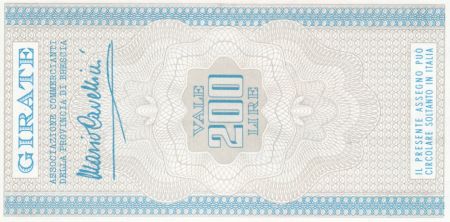 Italie 200 Lires Banca S.Paolo-Brescia - Bleu - 1976  - Neuf