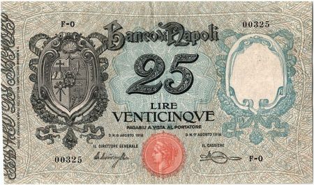 Italie 25 Lire Armoiries - 1918