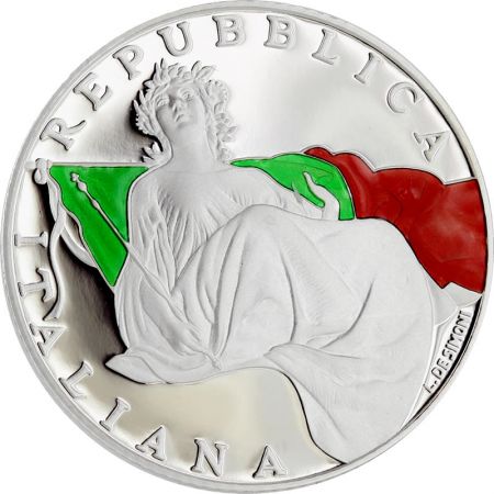 Italie 5 Euros Argent Couleur ITALIE 2018 BE - 70 ans Constitution Italienne