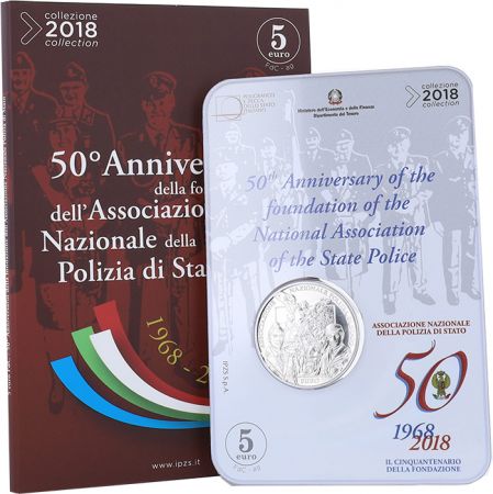 Italie 5 Euros Argent ITALIE 2018 -  50 ans de l\'asso de la Police d\'etat