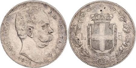 Italie 5 Lire Umberto I - Armoiries - 1879 R Rome Argent
