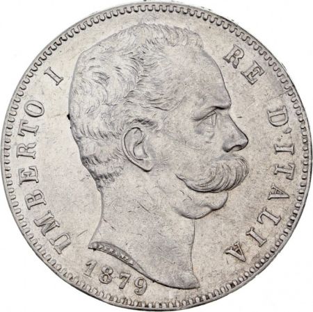 Italie 5 Lire Umberto I - Armoiries - 1879 R Rome