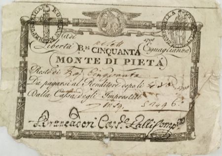 Italie 50 Baiocchi Monte Di Pieta - 1798 - Série S.1496 - TB