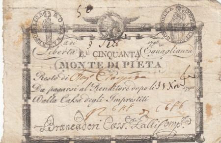 Italie 50 Bajiocchi Monte Di Pieta - 1798 - 2nd ex