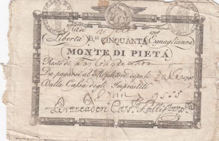 Italie 50 Bajiocchi Monte Di Pieta - 1798 - 3nd ex
