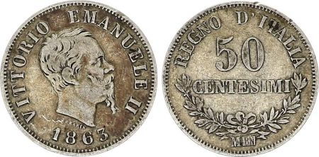 Italie 50 Centesimi Victor Emmanuel II - 1863 MBN