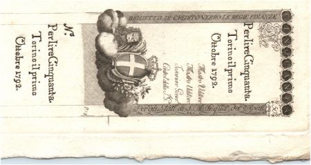 Italie 50 Lire Lion - Octobre 1792 - Non émis