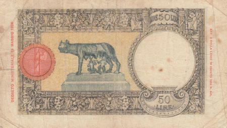 Italie 50 Lire Louve - Romulus et Remus - 1933