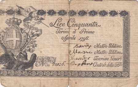 Italie 50 Lire Régie Finanze-Torino - Armoiries 1796 n° 12036