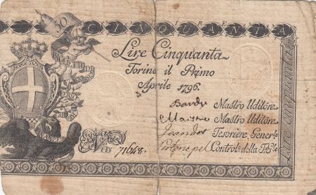 Italie 50 Lire Régie Finanze-Torino - Armoiries 1796 n° 71648