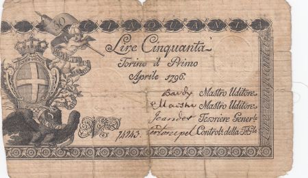 Italie 50 Lire Régie Finanze-Torino - Armoiries 1796 n° 74943