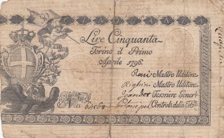 Italie 50 Lire Régie Finanze-Torino - Armoiries 1796 n°64568