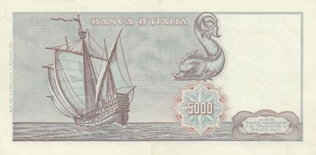 Italie 5000 Lires 1968 -  C. Colomb, caravelle