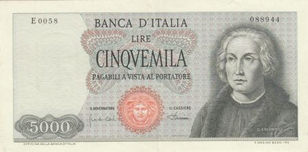 Italie 5000 Lires 1968 -  C. Colomb, caravelle
