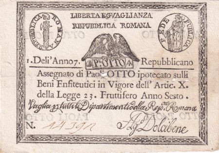 Italie 8 Paoli Repubblica Romana - 1798