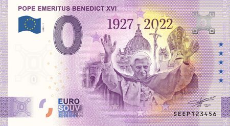 Italie Billet Italie 0 Euro Souvenir 2023 - Pape Benoit XVI - 1927/2022