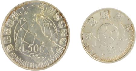Italie Coffret 2 monnaies - Coupe du Monde de Football 1990 - Argent - 1989