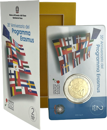 Italie Coincard 2 Euros Commémo. BU ITALIE 2022 - 35 ans du Programme ERASMUS
